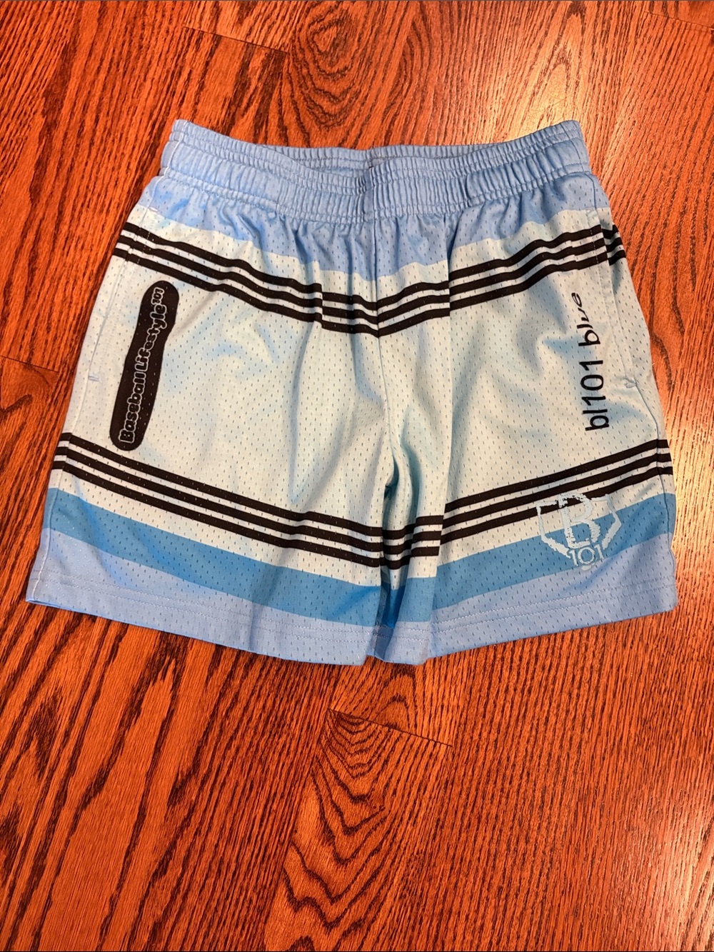 Baseball Lifestyle 101 Light Blue Boys Athletic Shorts